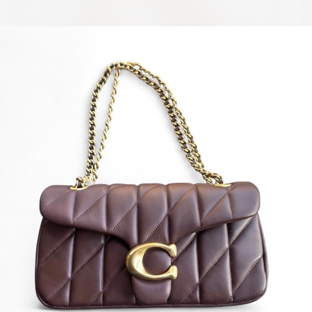 Coach Quilted Shoulder Bag in Brown with Gold Hardware